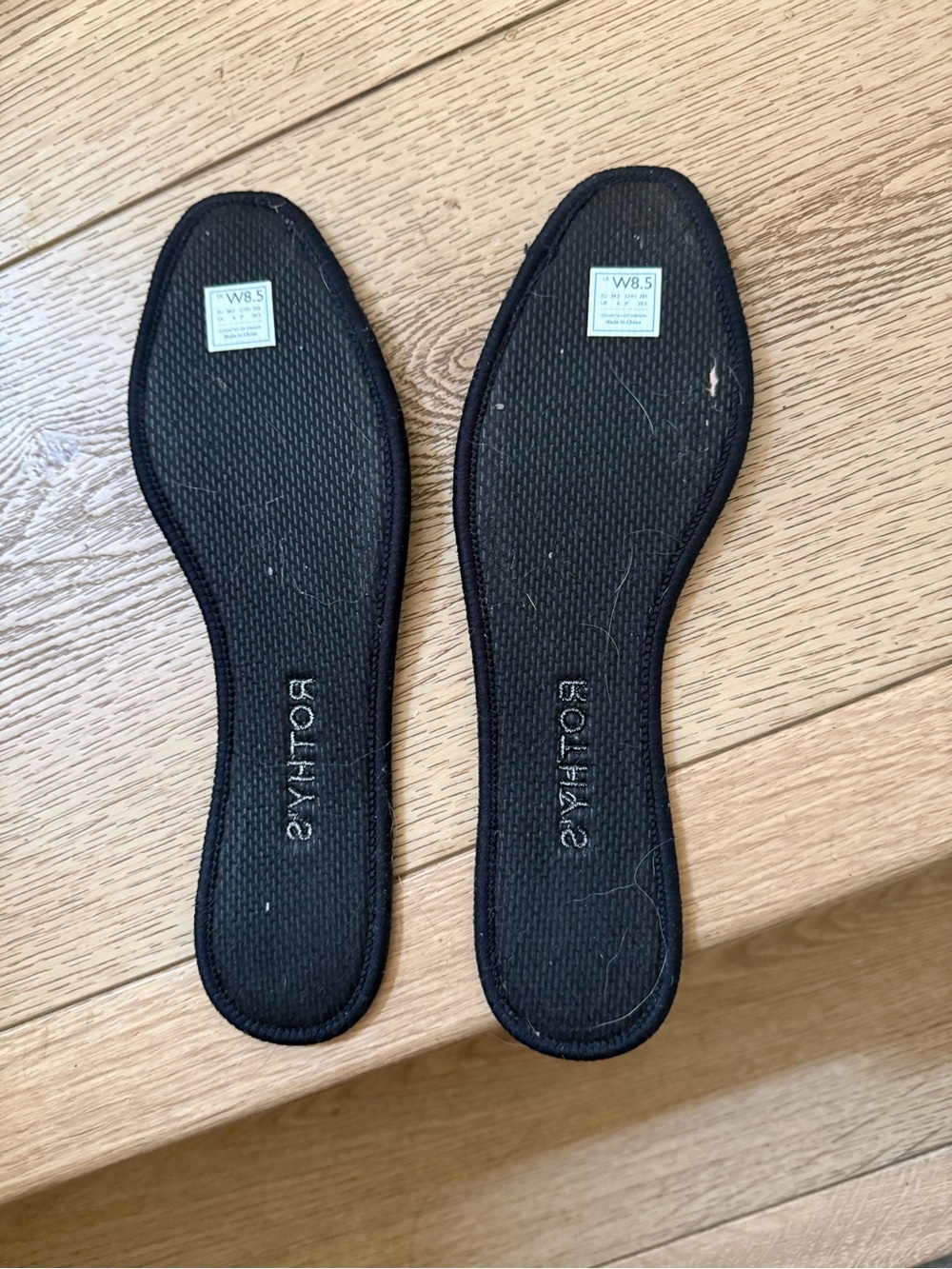 Rothy's Black Slip-On Mary Jane Flats with Blue Trim - Picture 5 of 6